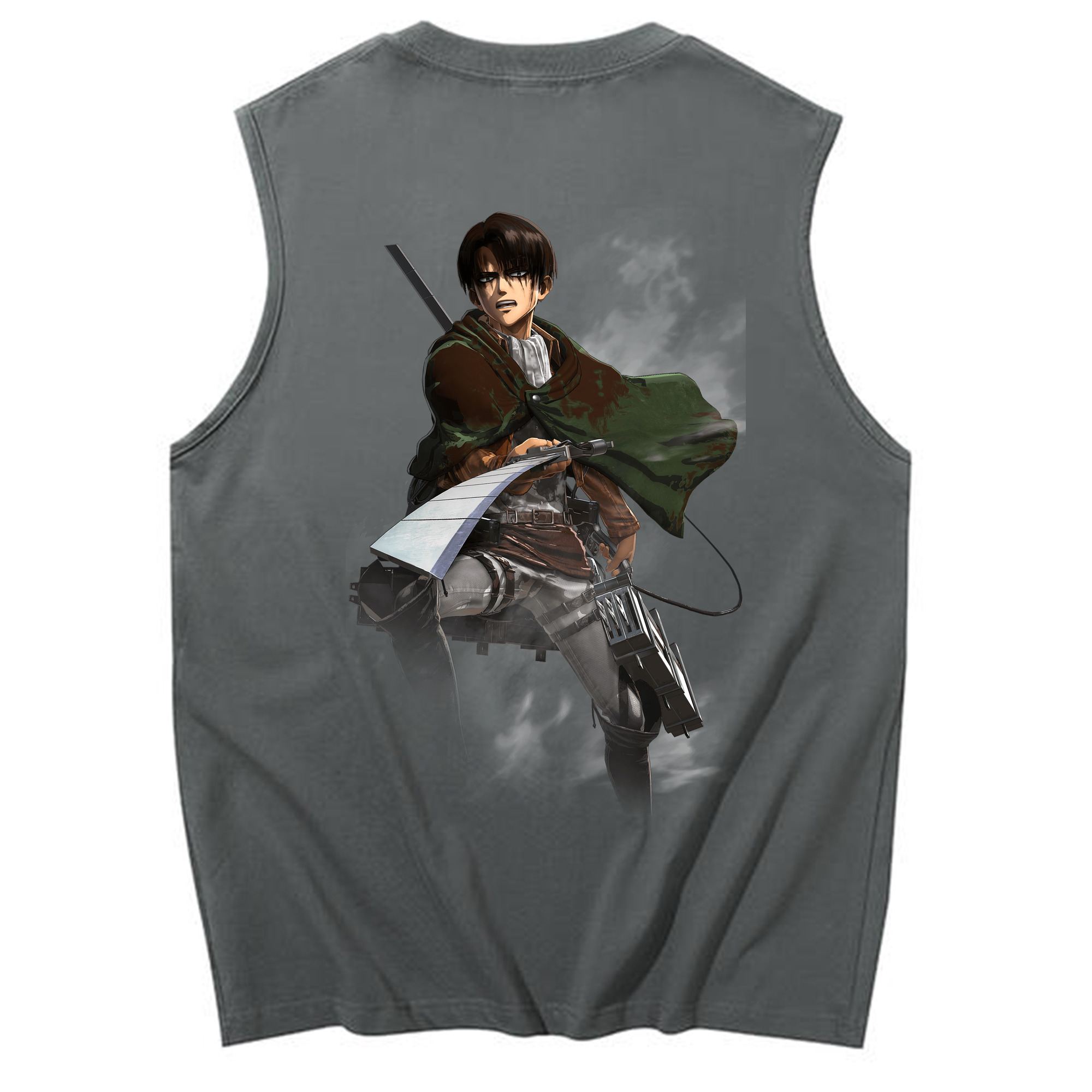 （画像用） 進撃の巨人 リヴァイ·アッカーマン Attack on Titan Levi Ackerman コットン100％タンクトップ（背面プリント）